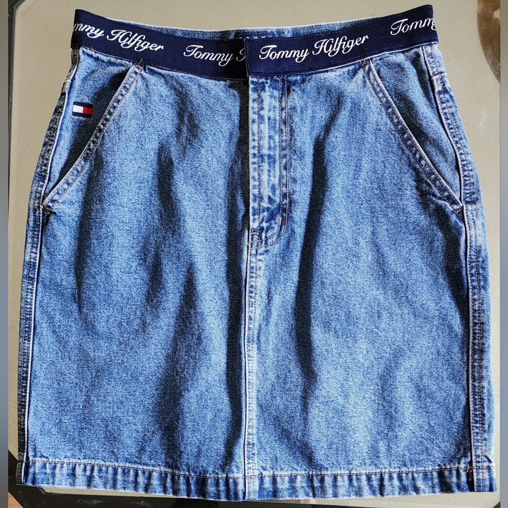 Vintage 90s Y2K Tommy Hilfiger Denim Skirt Womens Size 6 Blue Jean
